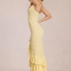 Rochie maxi cu volane din dantelă Celira, galben lămâie Rochie maxi cu volane din dantelă Celira, galben lămâie