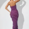 Rochie maxi cu volane și bretele, model Dulce, în culoarea prune Rochie maxi cu volane și bretele, model Dulce, în culoarea prune