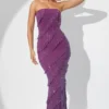 Rochie maxi cu volane și bretele, model Dulce, în culoarea prune Rochie maxi cu volane și bretele, model Dulce, în culoarea prune