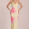 Rochie maxi din șifon Fioren cu imprimeu floral galben Rochie maxi din șifon Fioren cu imprimeu floral galben