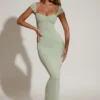 Rochie Maxi Dolcezza cu decolteu în formă de inimă, în culoarea verde salvie Rochie Maxi Dolcezza cu decolteu în formă de inimă, în culoarea verde salvie