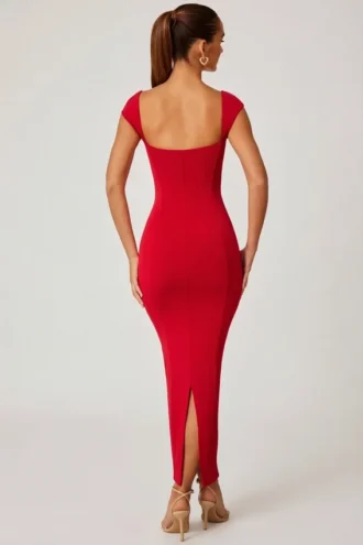 Rochie Maxi Dolcezza cu decolteu în formă de inimă, roșie