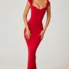 Rochie Maxi Dolcezza cu decolteu în formă de inimă, roșie Rochie Maxi Dolcezza cu decolteu în formă de inimă, roșie