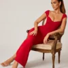 Rochie Maxi Dolcezza cu decolteu în formă de inimă, roșie Rochie Maxi Dolcezza cu decolteu în formă de inimă, roșie