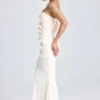Rochie maxi drapată cu aplicații florale Aveline, culoare ivoriu Rochie maxi drapată cu aplicații florale Aveline, culoare ivoriu