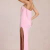 Rochie maxi drapată cu bandou Caliane în roz floare Rochie maxi drapată cu bandou Caliane în roz floare