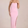 Rochie maxi drapată cu bandou Caliane în roz floare Rochie maxi drapată cu bandou Caliane în roz floare