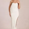 Rochie maxi drapată cu bretele Caliane, culoare ivoriu Rochie maxi drapată cu bretele Caliane, culoare ivoriu
