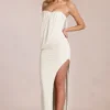 Rochie maxi drapată cu bretele Caliane, culoare ivoriu Rochie maxi drapată cu bretele Caliane, culoare ivoriu