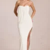 Rochie maxi drapată cu bretele Caliane, culoare ivoriu Rochie maxi drapată cu bretele Caliane, culoare ivoriu