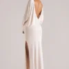 Rochie maxi drapată cu mâneci lungi Lani, culoare ivoriu Rochie maxi drapată cu mâneci lungi Lani, culoare ivoriu