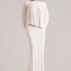 Rochie maxi drapată cu mâneci lungi Lani, culoare ivoriu Rochie maxi drapată cu mâneci lungi Lani, culoare ivoriu