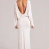 Rochie maxi drapată cu mâneci lungi Lani, culoare ivoriu Rochie maxi drapată cu mâneci lungi Lani, culoare ivoriu