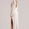 Rochie maxi drapată cu mâneci lungi Lani, culoare ivoriu Rochie maxi drapată cu mâneci lungi Lani, culoare ivoriu