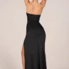 Rochie maxi drapată până la coapse Matilde Bandeau, negru Rochie maxi drapată până la coapse Matilde Bandeau, negru