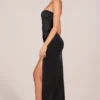 Rochie maxi drapată până la coapse Matilde Bandeau, negru Rochie maxi drapată până la coapse Matilde Bandeau, negru
