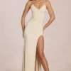 Rochie maxi Elanora cu decolteu adânc în V, culoare ivoriu Rochie maxi Elanora cu decolteu adânc în V, culoare ivoriu