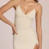 Rochie maxi Elanora cu decolteu adânc în V, culoare ivoriu Rochie maxi Elanora cu decolteu adânc în V, culoare ivoriu