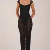 Rochie maxi Elisa cu decolteu în formă de inimă, de culoare neagră Rochie maxi Elisa cu decolteu în formă de inimă, de culoare neagră