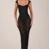 Rochie maxi Elisa cu decolteu în formă de inimă, de culoare neagră Rochie maxi Elisa cu decolteu în formă de inimă, de culoare neagră