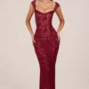 Rochie maxi Elisa cu decolteu în formă de inimă, în roșu cireș Rochie maxi Elisa cu decolteu în formă de inimă, în roșu cireș