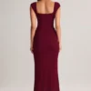Rochie Maxi Elva din modal, cu decolteu în formă de inimă și talie înfășurată, în culoarea vin Rochie Maxi Elva din modal, cu decolteu în formă de inimă și talie înfășurată, în culoarea vin