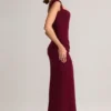 Rochie Maxi Elva din modal, cu decolteu în formă de inimă și talie înfășurată, în culoarea vin Rochie Maxi Elva din modal, cu decolteu în formă de inimă și talie înfășurată, în culoarea vin