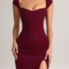 Rochie Maxi Elva din modal, cu decolteu în formă de inimă și talie înfășurată, în culoarea vin Rochie Maxi Elva din modal, cu decolteu în formă de inimă și talie înfășurată, în culoarea vin