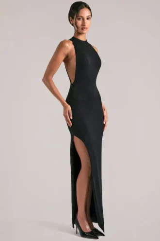 Rochie maxi fără mâneci Mayda  în negru