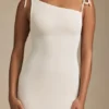 Rochie maxi fără spate Noelia din jersey texturat, de culoare ivoriu