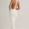 Rochie Maxi Imelda din modal cu spate în formă de U, albă Rochie Maxi Imelda din modal cu spate în formă de U, albă