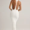 Rochie Maxi Imelda din modal cu spate în formă de U, albă Rochie Maxi Imelda din modal cu spate în formă de U, albă