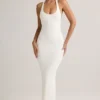 Rochie Maxi Imelda din modal cu spate în formă de U, albă Rochie Maxi Imelda din modal cu spate în formă de U, albă