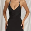 Rochie maxi Indi cu gât halter, negru Rochie maxi Indi cu gât halter, negru