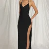 Rochie maxi Indi cu gât halter, negru Rochie maxi Indi cu gât halter, negru
