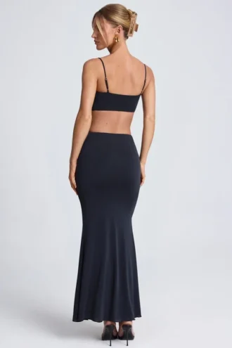 Rochie maxi Julitta cu decupaje și detalii metalice, negru Rochie maxi Julitta cu decupaje și detalii metalice, negru