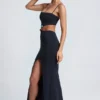 Rochie maxi Julitta cu decupaje și detalii metalice, negru