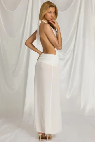 Rochie maxi Kaeli cu gât în V, alb Rochie maxi Kaeli cu gât în V, alb