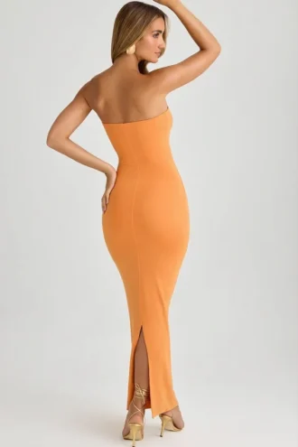 Rochie maxi Kali din modal, cu decolteu bandeau, în nuanța Sunset Orange Rochie maxi Kali din modal, cu decolteu bandeau, în nuanța Sunset Orange