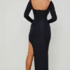Rochie Maxi Matilda cu decupaje și volane, negru Rochie Maxi Matilda cu decupaje și volane, negru
