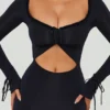 Rochie Maxi Matilda cu decupaje și volane, negru Rochie Maxi Matilda cu decupaje și volane, negru
