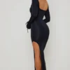 Rochie Maxi Matilda cu decupaje și volane, negru Rochie Maxi Matilda cu decupaje și volane, negru