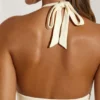 Rochie maxi Mei cu decolteu halter și fanta înaltă, culoare ivoriu Rochie maxi Mei cu decolteu halter și fanta înaltă, culoare ivoriu