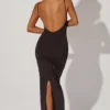 Rochie maxi mulată cu volane Ryatt în negru Rochie maxi mulată cu volane Ryatt în negru