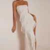 Rochie maxi Nevali cu detalii volane, de culoare ivoriu Rochie maxi Nevali cu detalii volane, de culoare ivoriu
