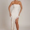 Rochie maxi Nevali cu detalii volane, de culoare ivoriu Rochie maxi Nevali cu detalii volane, de culoare ivoriu