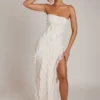Rochie maxi Nevali cu detalii volane, de culoare ivoriu Rochie maxi Nevali cu detalii volane, de culoare ivoriu