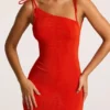 Rochie maxi Noelia din jersey texturat, cu spate decupat, în roșu aprins Rochie maxi Noelia din jersey texturat, cu spate decupat, în roșu aprins