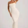 Rochie maxi Palermo cu guler cowl și bandou decorat, în culoarea alb Rochie maxi Palermo cu guler cowl și bandou decorat, în culoarea alb
