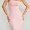 Rochie maxi Palermo cu guler cowl și bretele bandeau, decorată, în nuanța Blush Rochie maxi Palermo cu guler cowl și bretele bandeau, decorată, în nuanța Blush